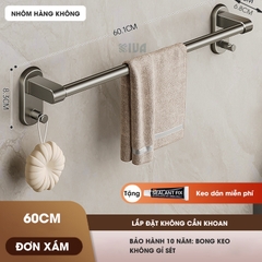 Thanh treo khăn, kệ để khăn KIVA, chất liệu nhôm hàng không cao cấp, lắp đặt dán tường.