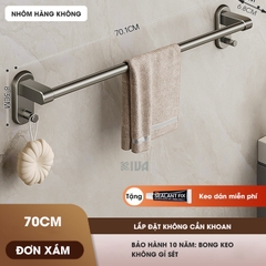 Thanh treo khăn, kệ để khăn KIVA, chất liệu nhôm hàng không cao cấp, lắp đặt dán tường.