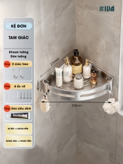 Kệ góc nhôm hàng không KIVA màu bạc, kệ để đồ nhà tắm lắp đặt dán tường, khoan tường