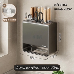Kệ để dao, đũa, thìa nhà bếp để bàn, dán tường KIVA Chất liệu thép Carbon không gỉ.