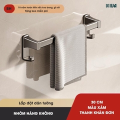 Thanh treo khăn, kệ để khăn KIVA, chất liệu nhôm hàng không cao cấp, lắp đặt dán tường.
