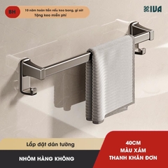 Thanh treo khăn, kệ để khăn KIVA, chất liệu nhôm hàng không cao cấp, lắp đặt dán tường.