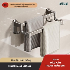 Thanh treo khăn, kệ để khăn KIVA, chất liệu nhôm hàng không cao cấp, lắp đặt dán tường.