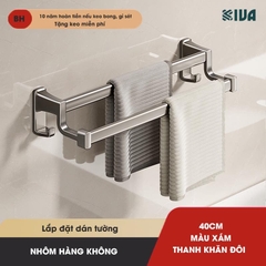 Thanh treo khăn, kệ để khăn KIVA, chất liệu nhôm hàng không cao cấp, lắp đặt dán tường.