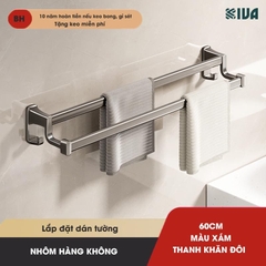 Thanh treo khăn, kệ để khăn KIVA, chất liệu nhôm hàng không cao cấp, lắp đặt dán tường.