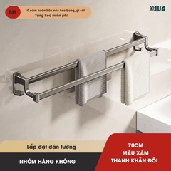 Thanh treo khăn, kệ để khăn KIVA, chất liệu nhôm hàng không cao cấp, lắp đặt dán tường.