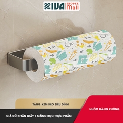 Giá Treo Khăn Giấy, Màng Bọc Thực Phẩm Nhà Bếp KIVA, Chất Liệu Nhôm Hàng Không, Cài Đặt Không Cần Khoan.