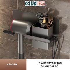 Giá đỡ, treo để máy sấy tóc KIVA có khay đồ, đa dang kiểu dáng, sử dụng nhiều máy sấy khác nhau, chất liệu nhôm hàng không.
