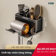 Giá đỡ, treo để máy sấy tóc KIVA có khay đồ, đa dang kiểu dáng, sử dụng nhiều máy sấy khác nhau, chất liệu nhôm hàng không.
