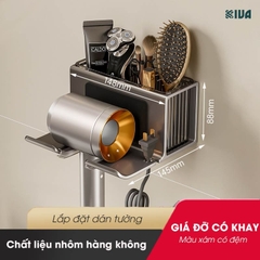 Giá đỡ, treo để máy sấy tóc KIVA có khay đồ, đa dang kiểu dáng, sử dụng nhiều máy sấy khác nhau, chất liệu nhôm hàng không.