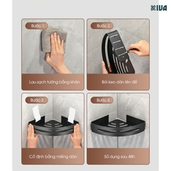 Kệ góc phòng tắm để đồ dán tường KIVA màu xám, chất liệu nhôm hàng không, lắp đặt dán tường và khoan tường.