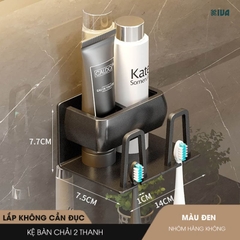 Kệ Để Bàn Chải Đánh Răng Kiva Đựng Bàn Chải Đánh Răng Chất Liệu Nhôm Hàng Không, Cài Đặt Không Cần Khoan.