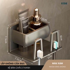 Kệ Để Bàn Chải Đánh Răng Kiva Đựng Bàn Chải Đánh Răng Chất Liệu Nhôm Hàng Không, Cài Đặt Không Cần Khoan.