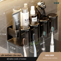 Kệ Để Bàn Chải Đánh Răng Kiva Đựng Bàn Chải Đánh Răng Chất Liệu Nhôm Hàng Không, Cài Đặt Không Cần Khoan.