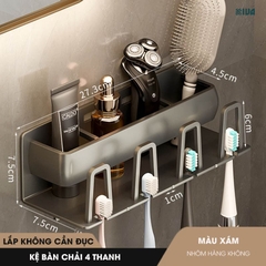 Kệ Để Bàn Chải Đánh Răng Kiva Đựng Bàn Chải Đánh Răng Chất Liệu Nhôm Hàng Không, Cài Đặt Không Cần Khoan.