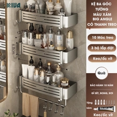 Giá kệ góc nhà tắm KIVA dán tường siêu dính, lắp đặt 2 cách, chất liệu nhông hàng không, dày dặn.