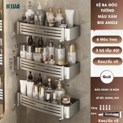 Giá kệ góc nhà tắm KIVA dán tường siêu dính, lắp đặt 2 cách, chất liệu nhông hàng không, dày dặn.
