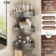 Giá kệ góc nhà tắm KIVA dán tường siêu dính, lắp đặt 2 cách, chất liệu nhông hàng không, dày dặn.