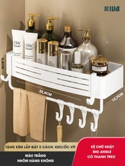 Kệ Đựng Đồ Nhà Tắm KIVA BIG ANGLE Màu Trắng Dán Góc Tường, Để Mỹ Phẩm, Dầu Gội Đầu, Lắp Đặt Bằng 2 Cách.