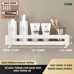 Kệ góc nhà tắm dán tường để đồ KIVA PISCES màu trắng Bắc Âu chất liệu nhôm hàng không cao cấp.