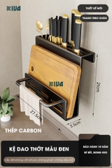 Kệ gia vị nhà bếp đa năng KIVA màu xám, chất liệu thép Carbon, lắp đặt dán tường, khoan tường