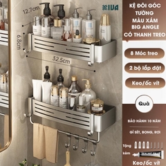 Giá kệ góc nhà tắm KIVA dán tường siêu dính, lắp đặt 2 cách, chất liệu nhông hàng không, dày dặn.