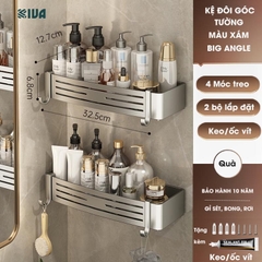 Giá kệ góc nhà tắm KIVA dán tường siêu dính, lắp đặt 2 cách, chất liệu nhông hàng không, dày dặn.