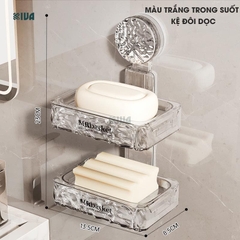 Khay xà phòng, kệ để xà phòng nhà tắm KIVA chất liệu Acrylic lắp đặt hút chân không.