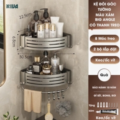 Giá kệ góc nhà tắm KIVA dán tường siêu dính, lắp đặt 2 cách, chất liệu nhông hàng không, dày dặn.