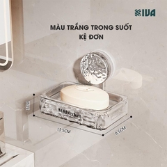 Khay xà phòng, kệ để xà phòng nhà tắm KIVA chất liệu Acrylic lắp đặt hút chân không.