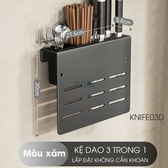 Kệ để dao thớt KIVA đa năng treo tường, đựng đũa, muỗng thìa, chất liệu thép Carbon