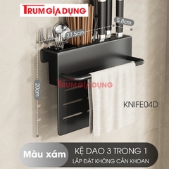 Kệ để dao thớt KIVA đa năng treo tường, đựng đũa, muỗng thìa, chất liệu thép Carbon