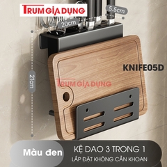 Kệ để dao thớt KIVA đa năng treo tường, đựng đũa, muỗng thìa, chất liệu thép Carbon