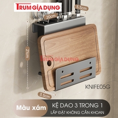 Kệ để dao thớt KIVA đa năng treo tường, đựng đũa, muỗng thìa, chất liệu thép Carbon