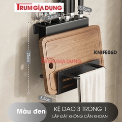 Kệ để dao thớt KIVA đa năng treo tường, đựng đũa, muỗng thìa, chất liệu thép Carbon