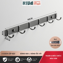 Móc Dán Tường Chữ C Treo Đồ Chịu Lực Siêu Dính KIVA Chất Liệu Nhôm Hàng Không, Lắp Đặt Không Cần Khoan.