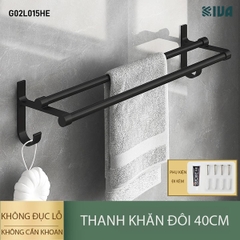 Thanh treo khăn, kệ để khăn KIVA, chất liệu nhôm hàng không cao cấp, lắp đặt dán tường.