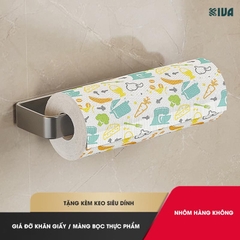 Giá Treo Khăn Giấy, Màng Bọc Thực Phẩm Nhà Bếp KIVA, Chất Liệu Nhôm Hàng Không, Cài Đặt Không Cần Khoan.