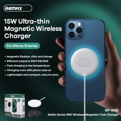 [SE116]ĐẾ SẠC NHANH KHÔNG DÂY REMAX RP-W30 15W Có Nam Châm Cho IP 12 / 13 Pro Max 12pro / 12 Mini