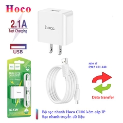 [SE31]BỘ SẠC VÀ CÁP (LIGHTNING) HOCO C106 - 2.1A