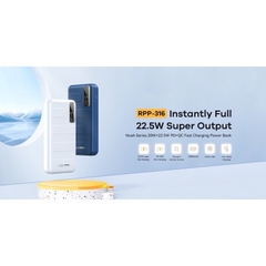 [SE234]Pin dự phòng sạc nhanh Remax RPP-316 20000mAh QC3.0 PD max 22.5W 1 cổng USB và 1 cổng Type C