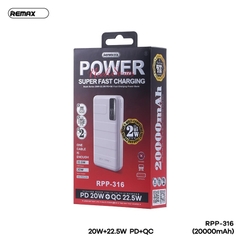 [SE234]Pin dự phòng sạc nhanh Remax RPP-316 20000mAh QC3.0 PD max 22.5W 1 cổng USB và 1 cổng Type C