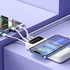 [SE220]Pin dự phòng Remax RPP-297 20000mAh kèm cáp 3 đầu - tích hợp cao su hít giữ (trắng)