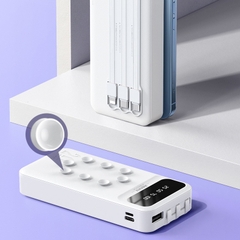 [SE220]Pin dự phòng Remax RPP-297 20000mAh kèm cáp 3 đầu - tích hợp cao su hít giữ (trắng)