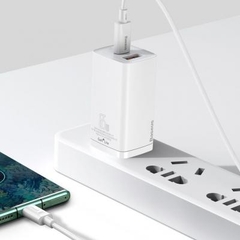 [SE370]Cốc sạc nhanh 2 cổng TypeC và USB Baseus GaN2 Lite CCGẠN65UC 65W, hỗ trợ PD3.0, QC4 +, QC3.0, SCP, MTK, chân dẹt