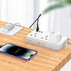 [Se298]Ổ cắm điện hoco AC8 dài 1m5 3A+1C 30W (US)