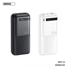 [SE245][REMAX RPP-72] Pin sạc dự phòng 20000mAh QC3.0+PD 22.5W HT % pin(480g)