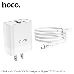 [SE81]Bộ Củ Sạc Hoco C80 Kèm Cáp Sạc type C to type-c sạc nhanh PD20W QC3.0