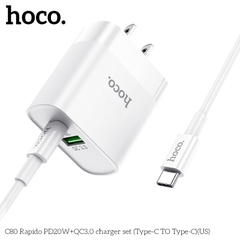 [SE81]Bộ Củ Sạc Hoco C80 Kèm Cáp Sạc type C to type-c sạc nhanh PD20W QC3.0