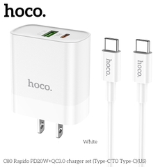 [SE81]Bộ Củ Sạc Hoco C80 Kèm Cáp Sạc type C to type-c sạc nhanh PD20W QC3.0
